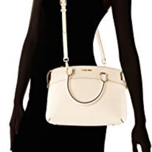 calvin klein raelynn saffiano leather satchel